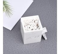 Scatola di immagazzinaggio di tamponi di cotone con trama in marmo in resina