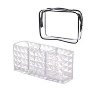 Scatola di immagazzinaggio di trucco 1pc sacchetto di immagazzinaggio 1pc scatola di immagazzinaggio pennelli trucco 3 slot scatola di immagazzinaggio di cristallo trasparente