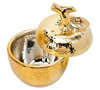 Scatola di immagazzinaggio monili in ceramica dorata: orecchini a forma di mela custodia per collana da cucina condimento contenitore per spezie barattolo di zucchero