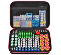 Scatola di immagazzinaggio per batteria, valigetta con tester per batterie BT-168, organizer per batterie contiene 161 + batterie AA AAA C D Cell 9 V 3 V litio LR44 CR2 CR1632 CR2032 - nero