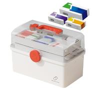 Scatola di immagazzinaggio per medicinali con manico portatile, scatola di immagazzinaggio sicura per medicinali di primo soccorso per uso familiare, kit di pronto soccorso di emergenza a 3 livelli