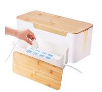 Scatola di immagazzinaggio per multipresa - Organizzatore di cavi a doppia gestione del cavo con coperchio in legno, archiviazione di cavi dati di protezione, hub usb e coperchio del router, scatola