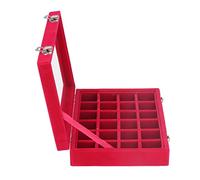 Scatola di immagazzinaggio per orecchini, pratica 24 velluto piccolo organizzatore di portagioie in velluto con serrature per la casa (rosso)