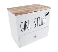 Scatola di Immagazzinaggio per Tovaglioli da Donna in Legno | Coperchio, Capienza Ampia, per Bagno e Lavandino, Bianco, Moderno, Rustico, Pulizia Facile