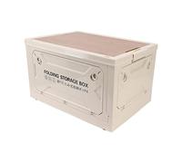 Scatola di immagazzinaggio Pieghevole, 50L plastica Bins Storage Box Pieghevole con coperchi in Legno, Apertura Multi direzionale, Contenitore dell'organizzatore dell'Armadio (Bianco Grigio)
