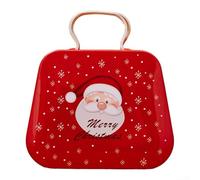 Scatola di latta natalizia per caramelle, a forma di borsa, contenitore di latta per biscotti, mini contenitore per caramelle in ferro, per regali di Natale (A)