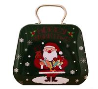 Scatola di latta natalizia per caramelle, a forma di borsa, contenitore per biscotti, mini contenitore per caramelle in ferro, per regali di Natale (C)