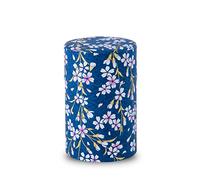 Scatola di latta per tè giapponese (carta Yuzen Washi), 99.2 g, con coperchio interno ermetico e a prova di umidità, barattolo da cucina per caffè a foglia sfusa (Sakura of Kyoto/Navy )