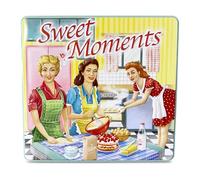 Scatola di Latta rettangolare con scritta "Sweet Moments", in stile retrò, verde menta, scatola di biscotti, scatola decorativa, scatola, circa 23 x 21.5 x 4 cm, volume: 1,9 L