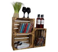 Scatola di legno Bella fiammata, 40 x 30 x 25 cm, portabottiglie per vino, portabottiglie per bambini, scatola per mobili | cassetta per frutta | scatola per frutta | scatola per mele