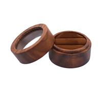 Scatola di legno per anelli per il giorno del matrimonio, scatola di legno per anelli,scatola rotonda per anelli di fidanzamento - Elegante scatola di immagazzinaggio di gioielli, supporto per anelli