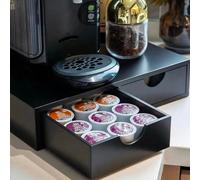 Scatola di legno per la conservazione delle capsule di caffè, Scaffale per la conservazione di capsule di caffè e tè, Supporto per macchina da caffè, Cassetto di stoccaggio sotto la macchina da caffè,