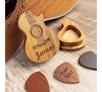 Scatola di legno personalizzata con picks, picks personalizzati di chitarra in legno con inciso il tuo nome, regalo personalizzato per i musicisti, regali di compleanno, regalo di Natale dell'uomo