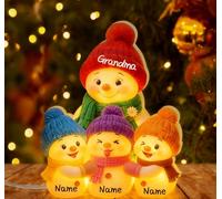 Scatola di luce a LED personalizzata di puppetto di neve nonna, nonno, nonni e nipoti, nipoti della famiglia personalizzati Nome di Natale puppetto di neve nonna lampada di luce notturna (style05)