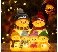 Scatola di luce a LED personalizzata di puppetto di neve nonna, nonno, nonni e nipoti, nipoti della famiglia personalizzati Nome di Natale puppetto di neve nonna lampada di luce notturna (style02)
