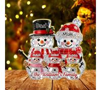 Scatola di luce a LED personalizzata di puppetto di neve nonna, nonno, nonni e nipoti, nipoti della famiglia personalizzati Nome di Natale puppetto di neve nonna lampada di luce notturna (style17)