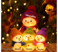 Scatola di luce a LED personalizzata di puppetto di neve nonna, nonno, nonni e nipoti, nipoti della famiglia personalizzati Nome di Natale puppetto di neve nonna lampada di luce notturna (style04)