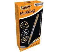 Scatola di marcatura BIC da 12 pennarelli indelebili Oro/Argento metallizzato