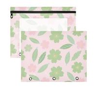Scatola di matite adorabile 3 fori per raccoglitore a 3 anelli, confezione da 2 pezzi, per insegnante, casa, verde, floreale, rosa, estuche para lapices