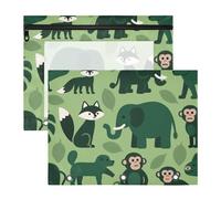 Scatola di matite portatile in plastica cartella per raccoglitori a 3 anelli, confezione da 2 pezzi, forniture per studenti in aula animale elefante scimmia volpe cartuchera para lapices