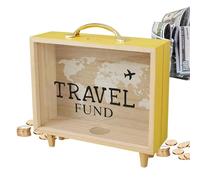 Scatola Di Memoria Da Viaggio - Frame Di Slot Decorativo Tenuto Del Ricordo, World Map Shadow Box | Wood Adventure Collection Box Per I Biglietti Monete Foto Souvenir, Regalo A Tema Da Viaggio Per Ric