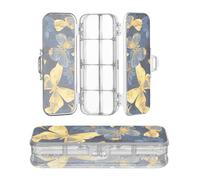 Scatola di plastica blu e oro con farfalla a doppio strato grande portapenne per bambini con chiusura a scatto e coperchio