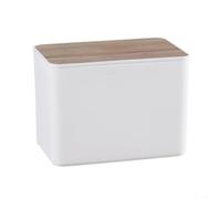 Scatola di plastica con coperchio ribaltabile e porta salviettine umidificate, contenitore multiuso per bagno, soggiorno, ufficio, ristorante, robusta organizer da tavolo (bianco-A)
