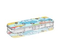 Scatola di plastica variopinta dell'automobile del fumetto contenitore della matita della radura del doppio ponte della scatola per la cancelleria