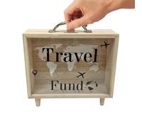 Scatola Di Risparmio - Finestra Trasparente Della Banca Del Risparmio Di Contanti In Legno | Contenitore Riutilizzabile Per Denaro, Per Obiettivi Di Budget, Regalo Per Coppie, Famiglia, Partner, Scriv