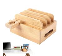 Scatola di stazione di ricarica in legno,Stazione di ricarica in legno,Tavolo di ricarica per più dispositivi - Organizer per caricabatterie per dispositivi di intestazione, stazione di accoppiamento