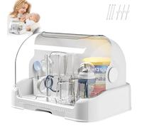 Scatola di stoccaggio del biberon, grande organizzatore di bottiglie per bambini con copertura e vassoio di scarico rimovibile, griglia di asciugatura a bottiglia per bambini portatile a prova di pol