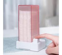 Scatola di Stoccaggio di Cotone Cosmetico, Distributore Pad Cotone Automatico, Cuscinetti Pulito con Coperchio, Design Anti -slittamento, Premere Facilmente per le Ragazze, Rifiutare (WHITE)