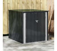 vidaXL Scatola di Stoccaggio per Giardino Nero 101,5 x 107 x 100 cm, Scatola di Stoccaggio in Acciaio, Meccanismo di Blocco, Soluzione per Esterni, Moderno Sostituto per Giardino