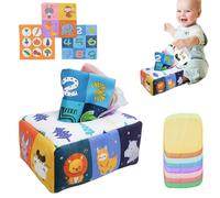 Scatola di stoffa giocattolo bambino, bambino montesori Gioco Toys, Simulazione Tear Off Tessuto Box | Baby Sensory montesori Musical Toys, Crinkle Toy Swinet Box con 8 sciarpe di seta e 3 carta