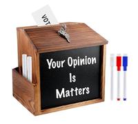 Scatola di suggerimenti in legno con chiusura a chiave, con urna elettorale, scatola per donazioni con serratura, scatola di suggerimenti per commenti (21 x 20 x 16 cm)