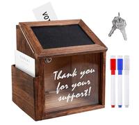 Scatola di suggerimenti in legno con chiusura a chiave, per donazioni, commenti (21 x 18 x 14,5 cm)