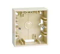 Scatola di superficie avorio per 1 elemento, con design moderno e facile installazione. Ideale per abitazioni e uffici, collega dispositivi elettrici in modo efficiente.