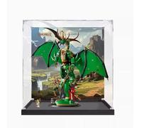 Scatola di visualizzazione in acrilico trasparente antipolvere, compatibile con lego 71847 Divine Dragon, scatola di conservazione, vetrina (solo scatola di visualizzazione) (base nera+sfondo 3 mm)