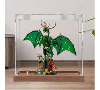Scatola di visualizzazione in acrilico trasparente antipolvere, compatibile con lego 71847 Divine Dragon, scatola di conservazione, vetrina (solo scatola di visualizzazione) (base in legno da 2 mm)