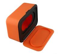 Scatola dispenser di salviette in plastica con coperchio per salviettine umidificate per bambini, porta fazzoletti con guarnizione in gomma, piedini antiscivolo, per una facile pulizia (nero arancione