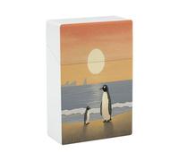 Scatola ermetica per sigarette, con due immagini di pinguini stampate, impermeabile, ideale per avventure all'aria aperta