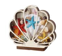 Scatola espositiva a forma di conchiglia, contenitore per esposizione - decorazione per la casa costiera per vetrine, gioielli, bigiotteria, denti di squalo, stella marina