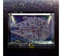 Scatola Espositiva Acrilico Compatibile con Le-Go 75192 Millennium Falcon, Vetrina Antipolvere per Modello Mattoncini Costruzione 75192 (Modello Non Incluso) (con Faretti) B