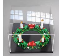 Scatola espositiva in acrilico, compatibile con Lego 40426, kit di modelli di ghirlande natalizie, scatola regalo da collezione, organizer (solo scatola) (base nera)