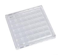 Scatola espositiva in acrilico con 36 griglie, custodia trasparente per conchiglie, diamanti, gemme e nail art, organizer portatile 12 x 12 cm, con chiusura sicura, quadrata (quadrato, 36 quadrati)