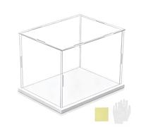 Scatola espositiva in acrilico, Display acrilico for oggetti da collezione, base bianca e nera, dimensioni multiple(White Base,25x25x30cm)
