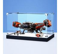 Scatola espositiva in acrilico per modello Lego 42181 Cargo Spacecraft, scatola trasparente antipolvere, compatibile con kit di costruzione Lego 42181 (modello non incluso) (base nera satinata)