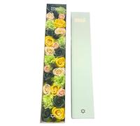 Scatola extra lunga di fiori di sapone per feste primaverili in giallo e verde, perfetta per festa della mamma, compleanni, matrimoni e anniversari