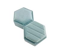 Scatola for anelli for cerimonia nuziale esagonale in velluto con doppio anello for for coperchio staccabile Per Matrimonio,Proposta(Three rings box)