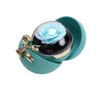 Scatola for anello con fiocco rotondo, rosa eterna conservata, collana, ciondolo, gioielli, San Valentino, fidanzamento, proposta Per Matrimonio,Proposta(Blue)